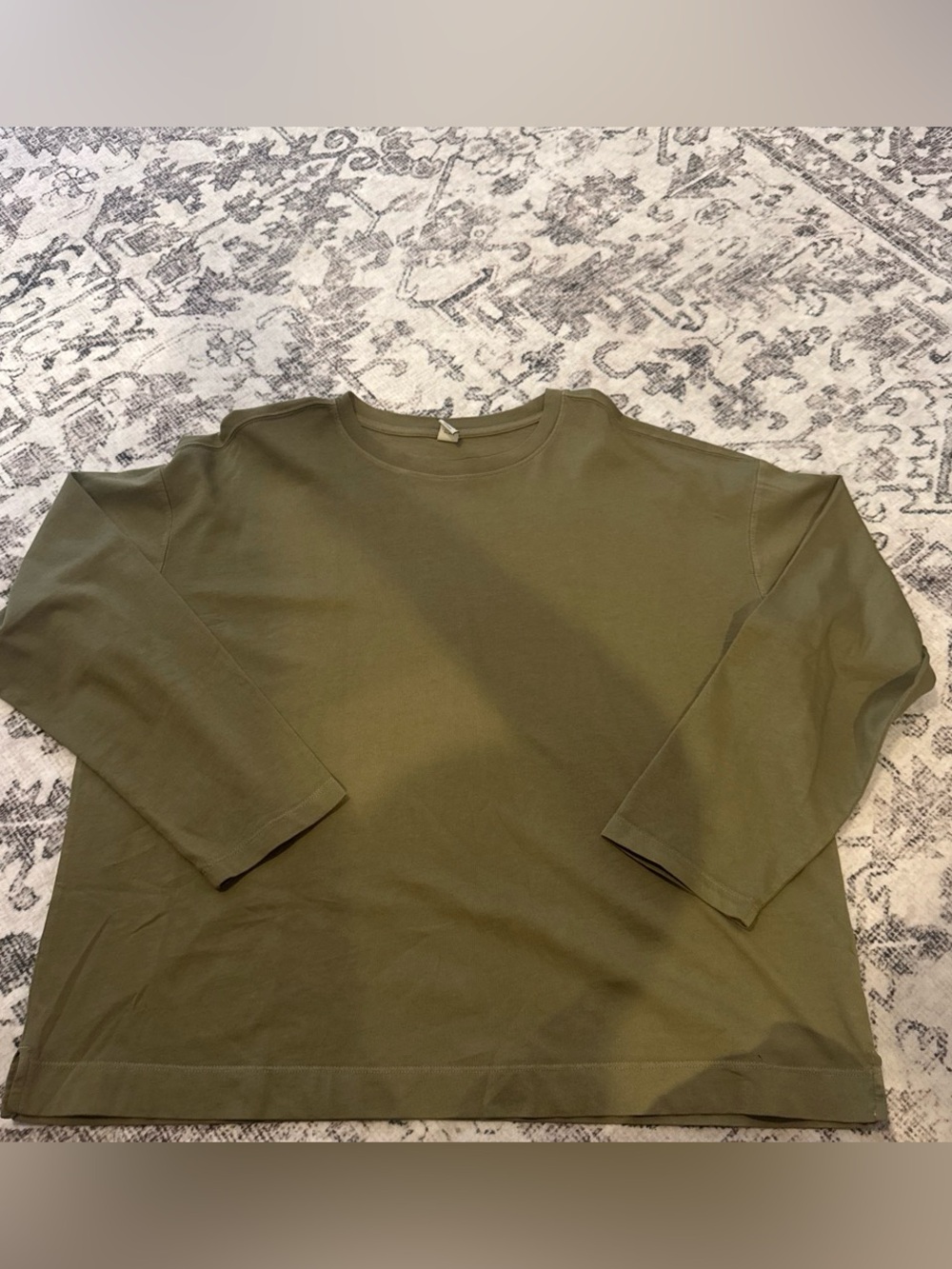 Olive Green Crewneck "Vintage Tee" Long-Sleeve Shirt
